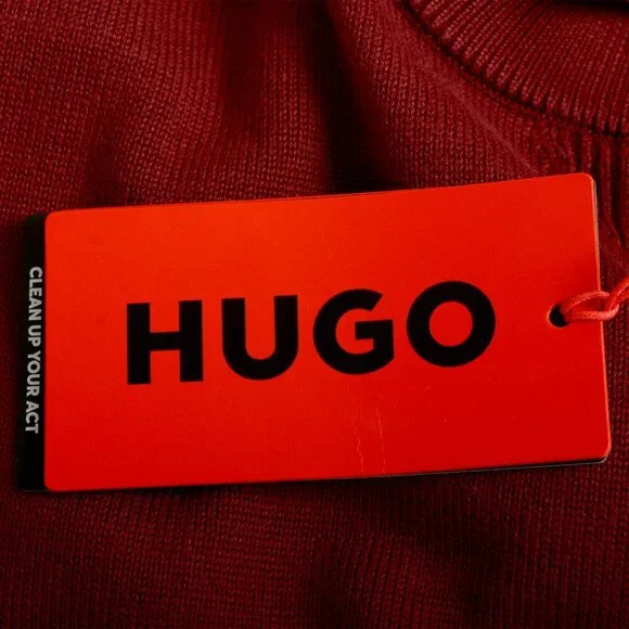 Hugo Boss Swart Men's Burgundy Crewneck Pullover Sweater US M IT 50